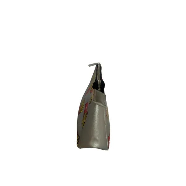Silver Faux Leather Makeup Bag Zipper Pouch French Fries Pop Art Y2K Retro look - Image 4