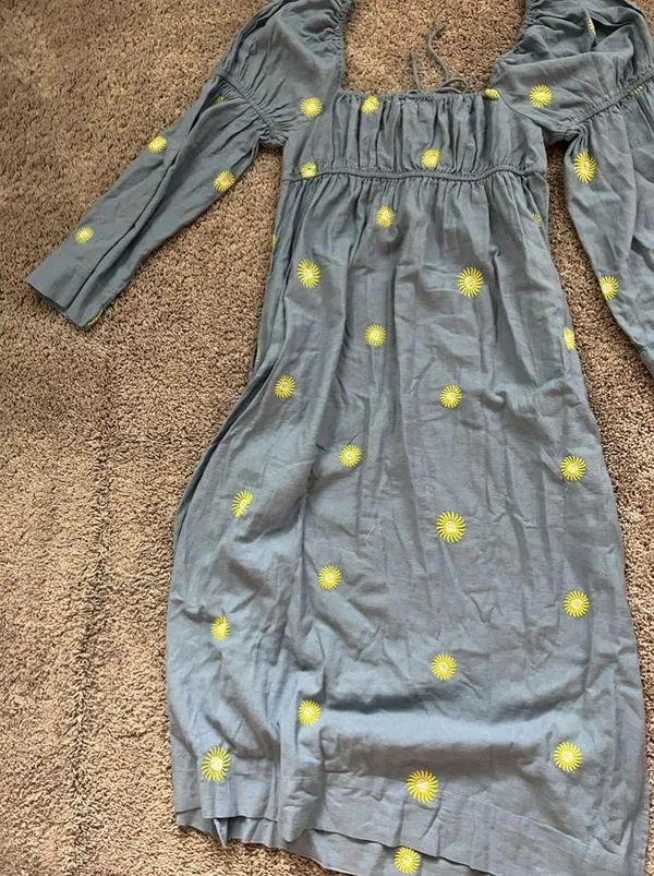 Free People embroidered linen midi dress size large - Image 8