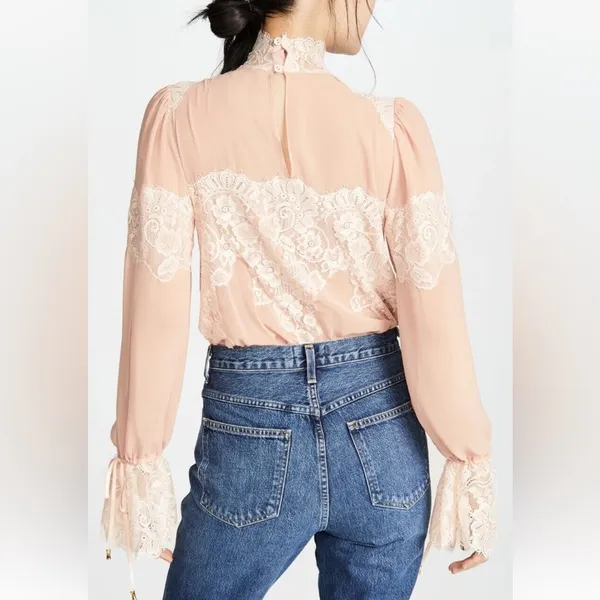 We Are HAH x Revolve Queen 4 A Day Lace Chiffon Bodysuit in Copper Rose size XS - Image 3