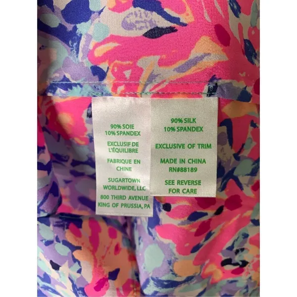Lilly Pulitzer Finch Top Coco Coral Crab silk top blouse women's size small - Image 7