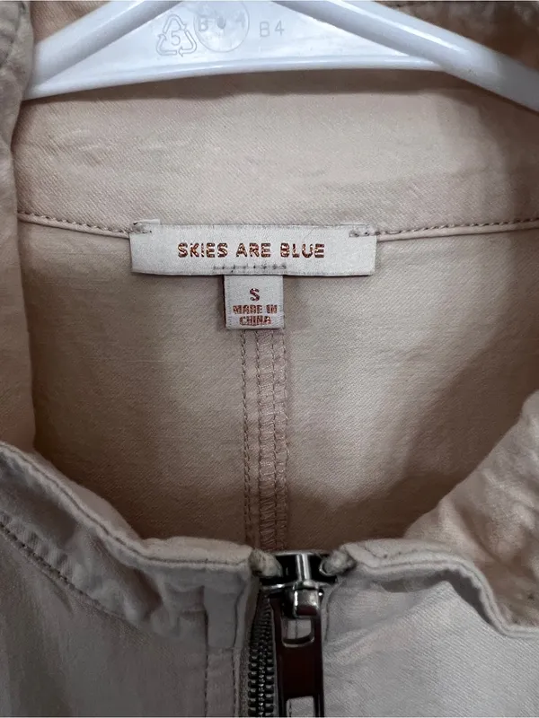 Skies Are Blue Short-Sleeve Beige Utility Jumpsuit - Image 3