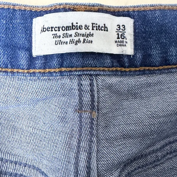 Abercrombie & Fitch Straight Jeans Women Sz 16L Blue Ultra High Rise Stretch - Image 6