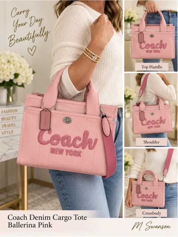 NEW Coach Denim Cargo Tote Ballerina Pink Standard CBG45 NWT - Image 6