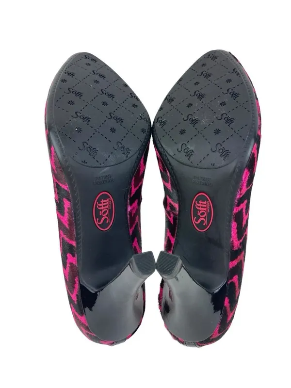 -Sofft Moselle Heels Womens Size 7.5 Pink Black Wave Stripe Calf Leather Pump - Image 12