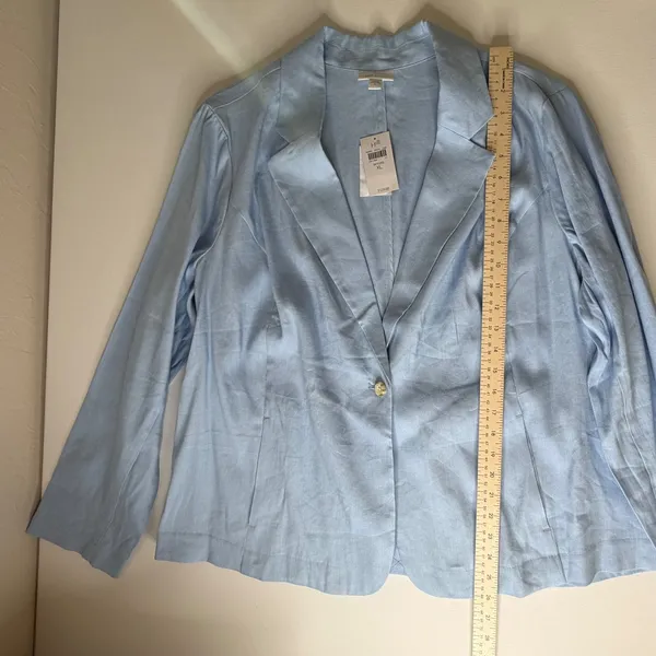 NWT J Jill Love‎ Linen Skyline Blue Blazer Jacket Size XL Coastal Office Capsule - Image 9