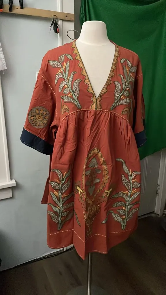 Women's oversized embroidered dress With 3/4 sleeve - Image 6