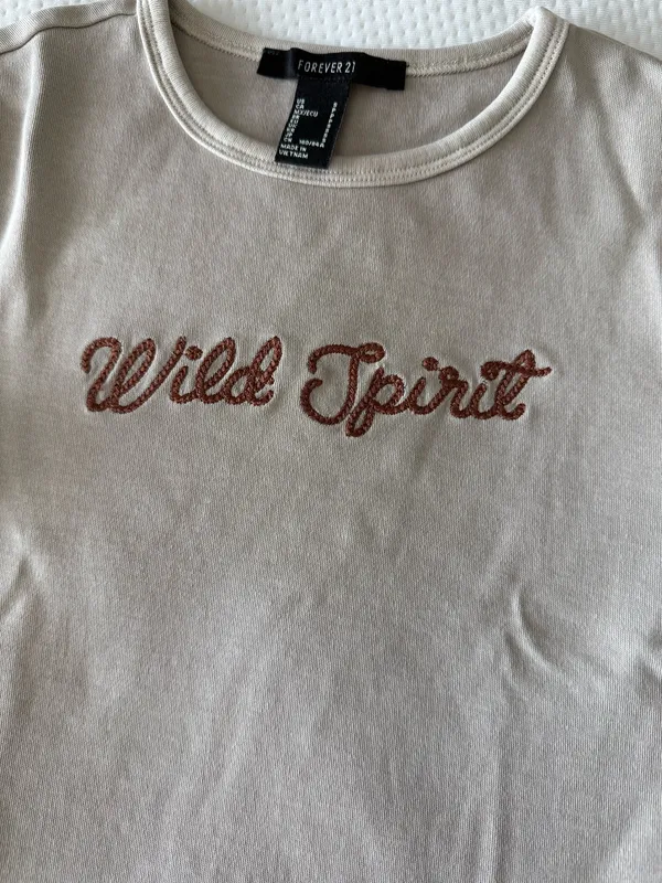 Tan Wild Spirit Embroider Crop Top - Image 3