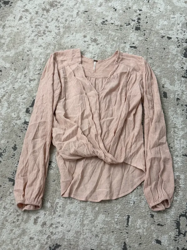 Free People Pink Check On It Wrap Top Size XS - Image 2