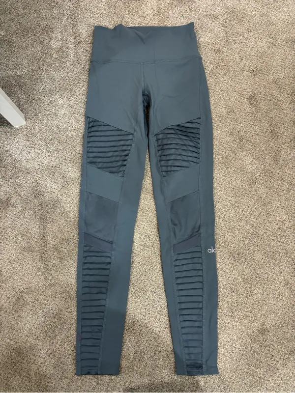 Alo Yoga Moto Full Length Airbrush Legging Gray Small Workout Activewear Running - Image 12