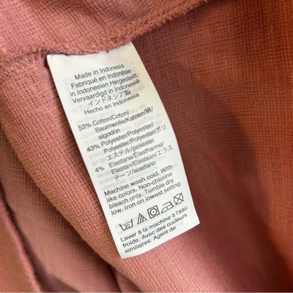 Madewell Crosshatch Short Puff-Sleeve Faux-Wrap Mini Dress Pink Mauve Size Small - Image 13