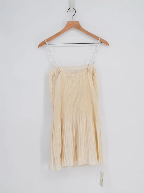 Abercrombie & Fitch The A&F Giselle Faux Pearl Pleated Mini Dress White S - Image 3