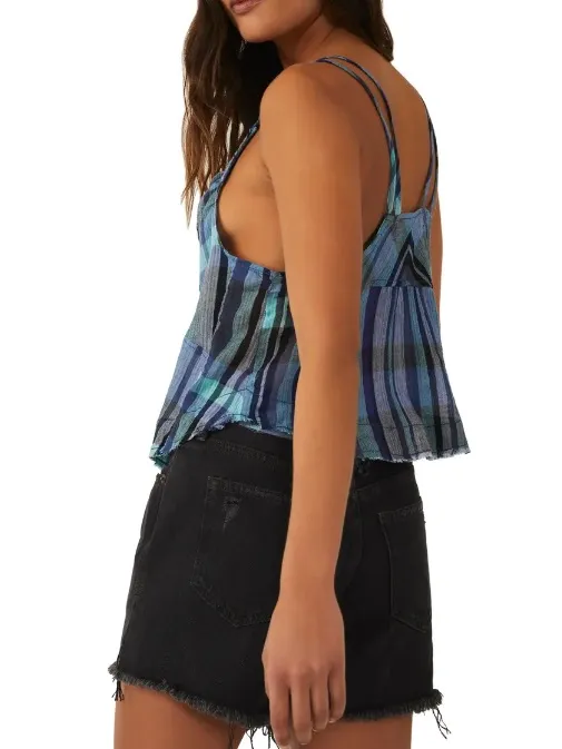 Free People We The Free Plaid Crop Cami Top - Image 3