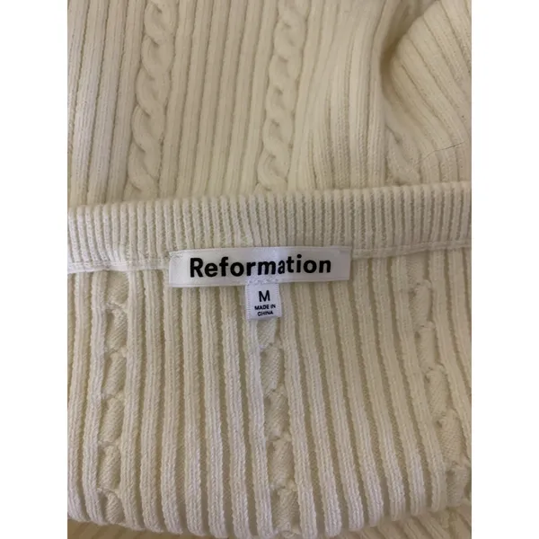 Reformation Tinsley Cable Knit Halter Sweater Dress Ivory Coastal Chic Medium - Image 4