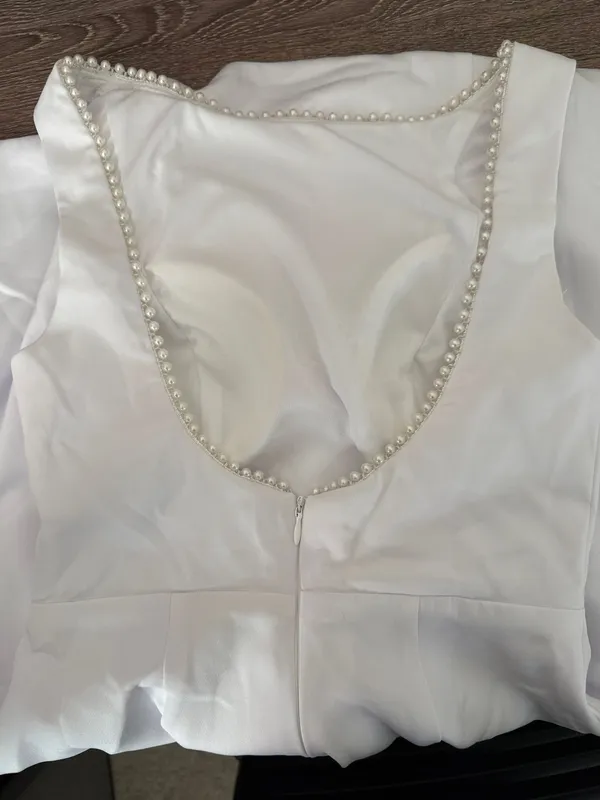 Amazon pearl lined white mini dress graduation bridal - Image 4