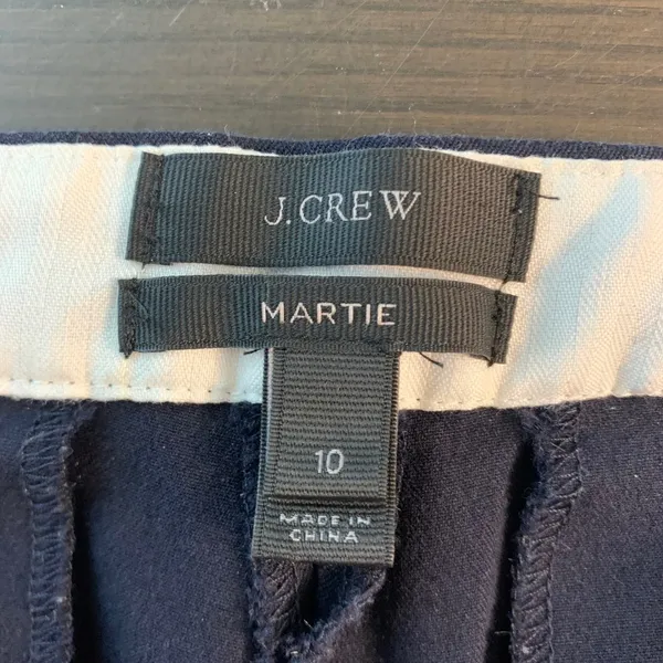 J Crew Martie Slim Cropped Pants Navy‎ Side Zip B8521 Womens 10 Office Preppy - Image 3