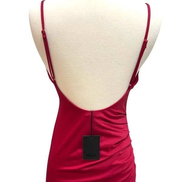 NWT NBD REVOLVE Take It All Maxi Dress Ruche High Slit in Berry Red Size S - Image 7