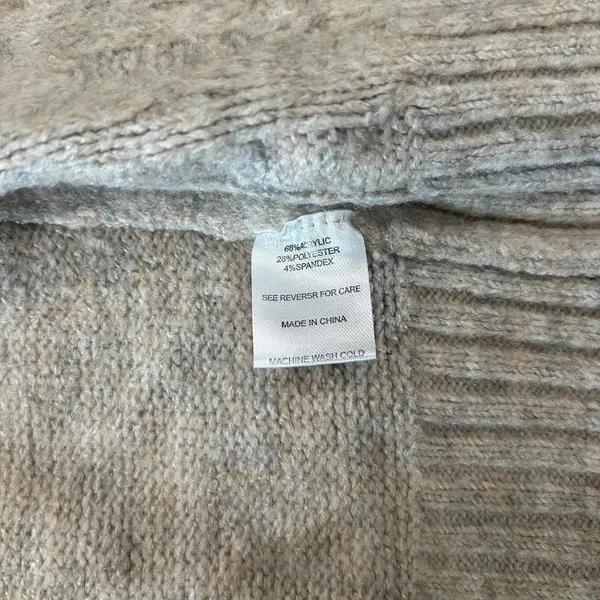 Janabelle Oatmeal Cable Knit Zip Up Cardigan Sweater Gray Size XS - Image 5