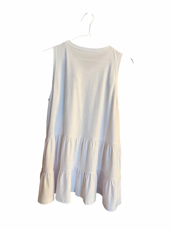 Boutique Sleeveless White Tiered Swing Tank Top - Image 2