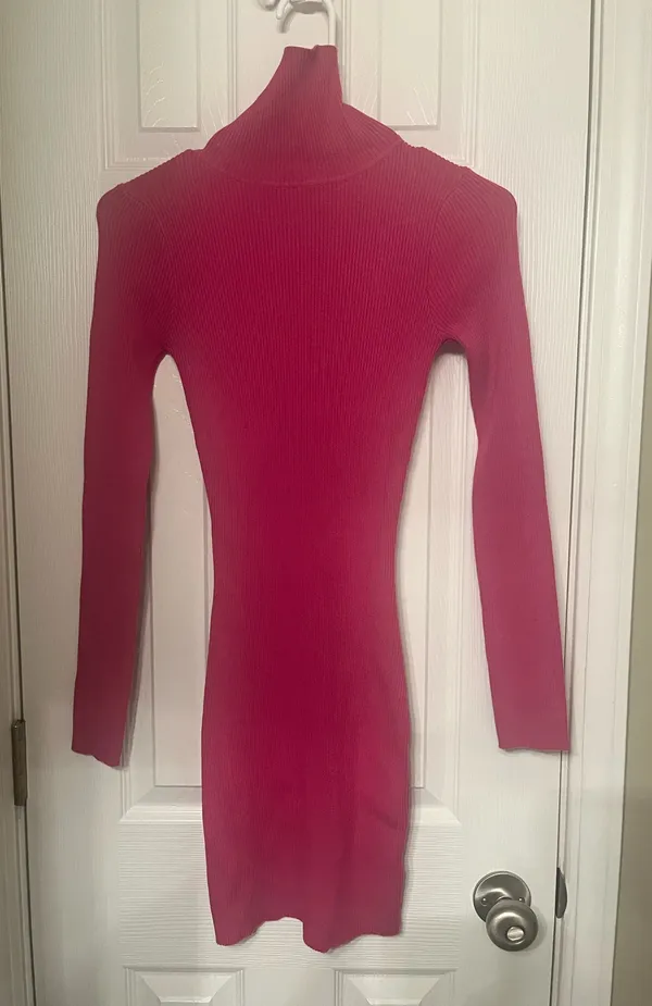 Better Be Pink Bodycon Turtleneck Mini Dress - Image 2