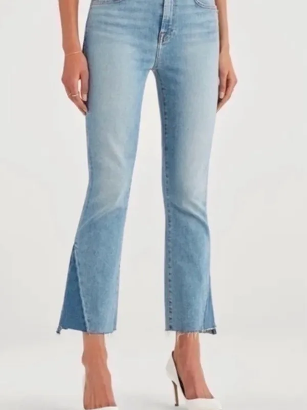 7 For All Mankind Light Blue Split-Hem Flare Jeans - Image 3