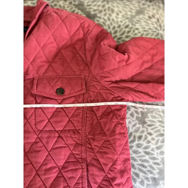 Talbots Quilted Barn Jacket Large Pink Shacket Corduroy Preppy Bright Equestrian - Image 6