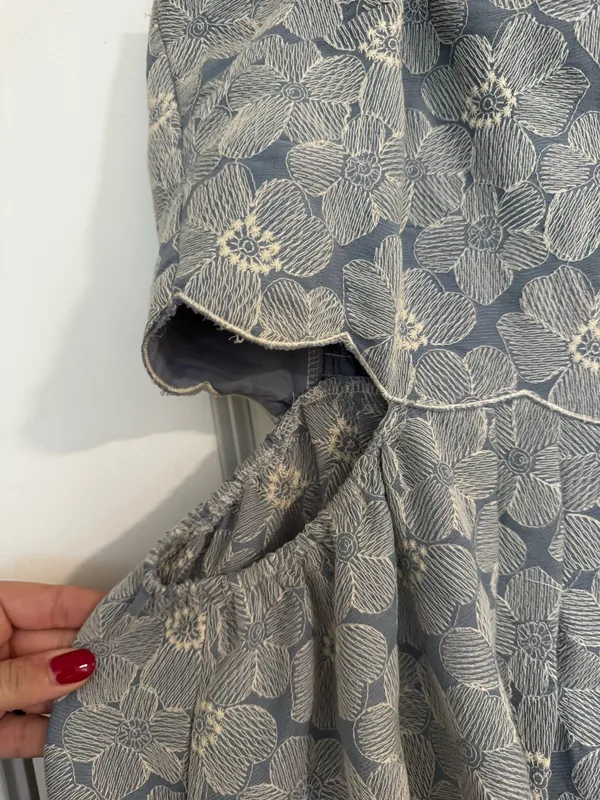 Sofie the Label Midi Floral Dress Blue Gray Size L - Image 4