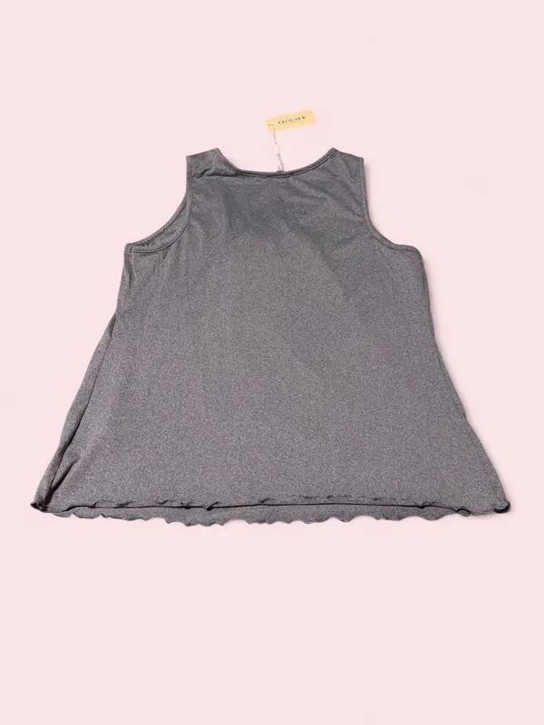 Sleeveless Gathered Grey Tank Top - Image 2