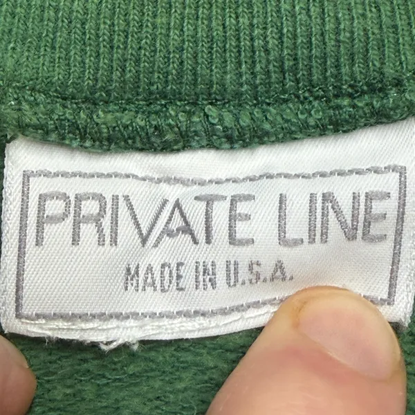 Private Line Quarter Zip Sweatshirt Womens M Green Vintage Distressed Streetwear - Image 3