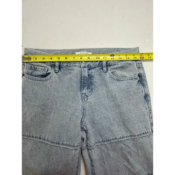 Pacsun Eco Light Blue Frayed Low Rise Straight Leg Jeans Medium Indigo Size 28 - Image 8