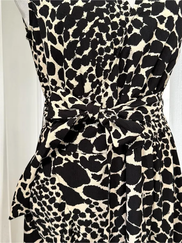 NWT Who What Wear Swirling Leopard Wrap Ruffle High Low Maxi Dress XS - Image 6