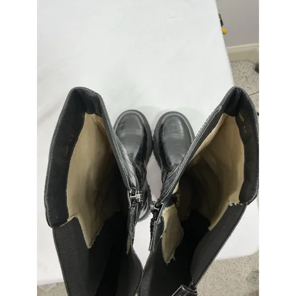 Womans New Teaieui Knee High Fashion Platform Riding Boots 8.5 Black Lug Heel - Image 5