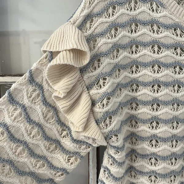 Blu Pepper The Rexford Ruffle‎ Open Knit Sweater Size Small - Image 3