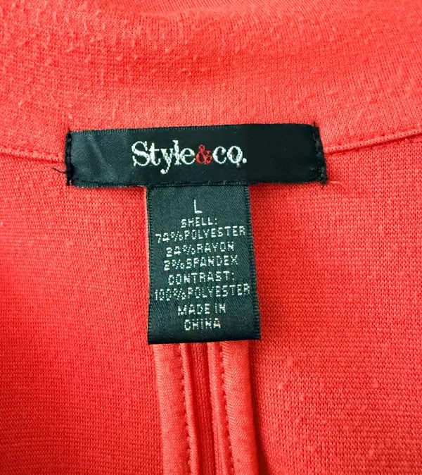 Style & Co. Coral Notch Lapel Blazer Jacket Women's L 3/4 Sleeve Polyester Blend - Image 5