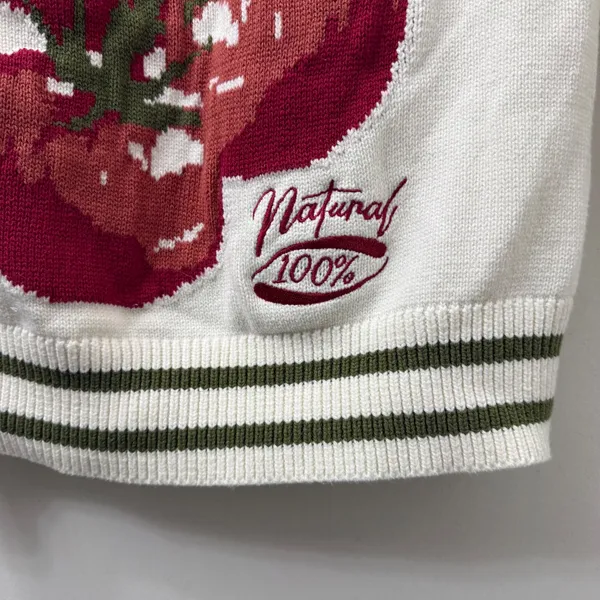 33 Degrees XS Cream Tomato Graphic Chunky Knit Cardigan Cottage Farmer's Market - Image 7