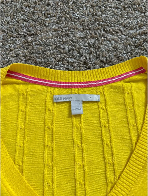 Yellow Cable Knit Y2K Sweater - Image 3