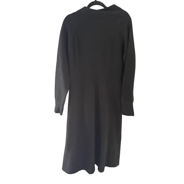 Chelsea & Theodore Black Boiled Wool Teal Embroidered‎ Duster Cardigan Coat L - Image 7