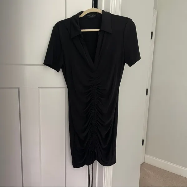 Alice + Olivia‎ MARSHA RUCHED POLO MINI Black Dress - Image 2