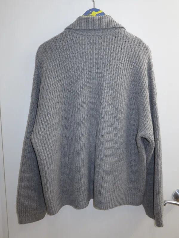 Quince Gray Cable Knit Cardigan Sweater Collared Button Front 100% Wool Medium - Image 2