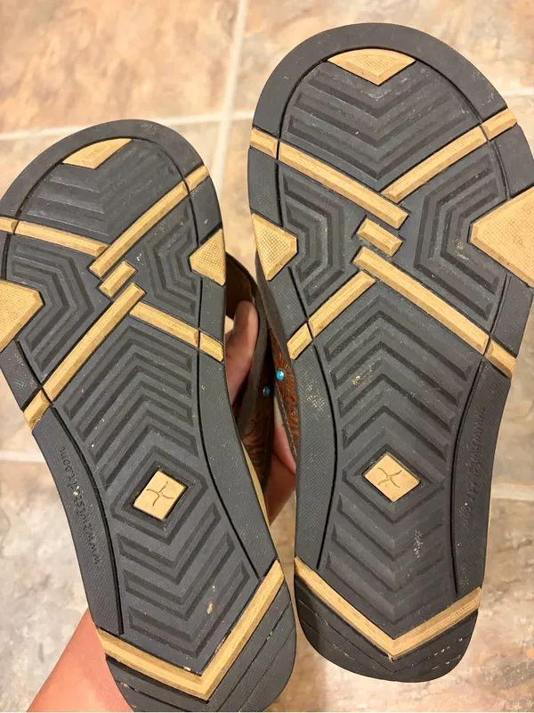 Twisted X Women'S Tooled Teal Studded Leather Sandals Size 7 - Image 4