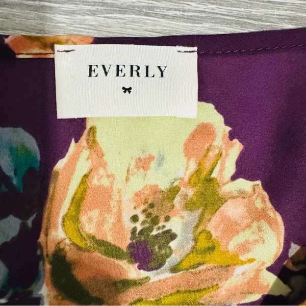 Everly Women Purple Floral V-Neck Side Slit Maxi Dress Size S‎ - Image 13