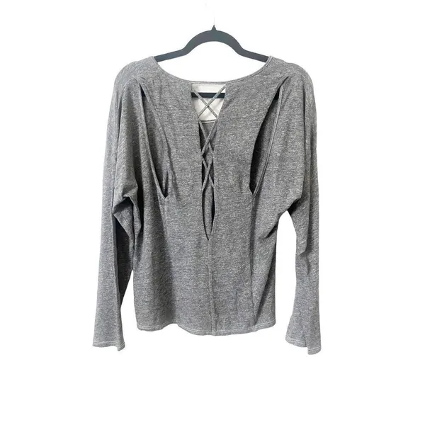 Lanston Revolve Gray Cutout Back Long Sleeve‎ Shirt - Image 2