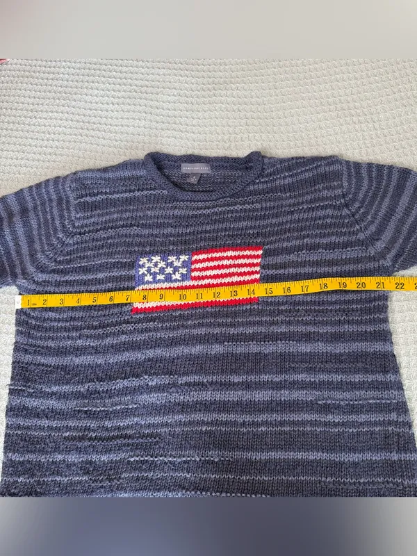 Vintage Y2K Northern Isles Roll Neck American Flag Sweater Womens XL Navy USA - Image 7