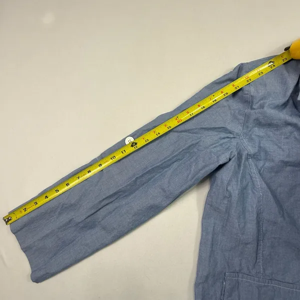 Lew Magram Collection Blue Button Front Safari Jacket with Roll-Tab Sleeves - Image 8
