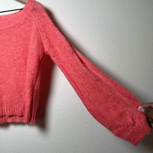 Anthropologie Rosie Neira‎ Women Alpaca Sweater XS Pink Fuzzy Slouchy Coastal - Image 2