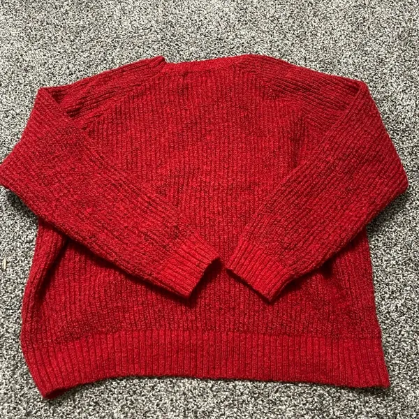 Old Navy red cozy shaker-stitch pullover long sleeve sweater S - Image 11