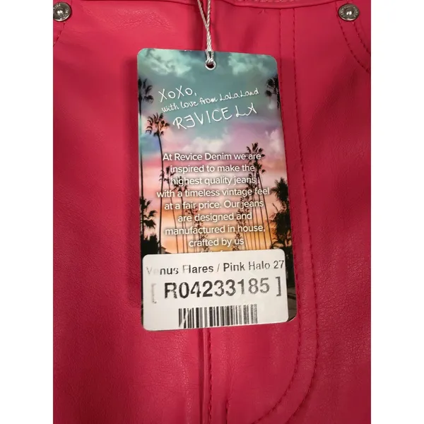 Revice Denim‎ Venus Flares Pink Halo Vegan Leather Star Seam Pants Womens 27 NEW - Image 8