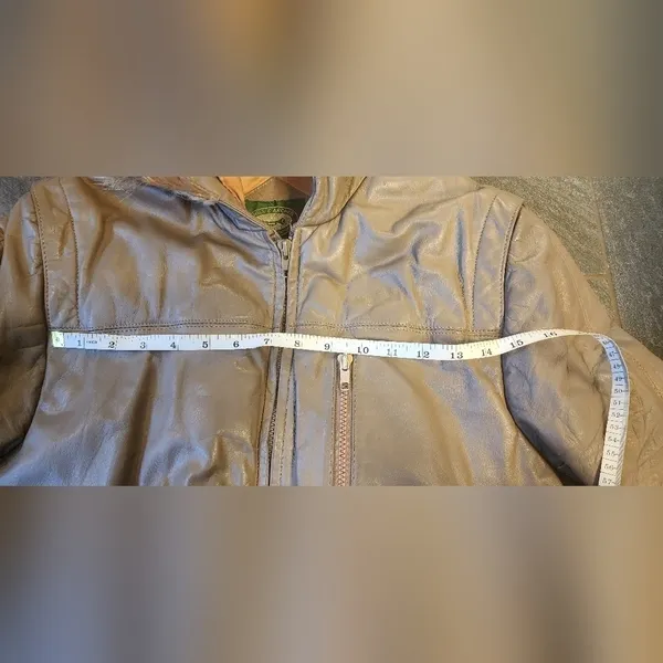 vintage hill & archer leather bomber heavy winter jacket with fox tail hood M - Image 13