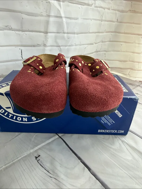 Birkenstock Boston Rivet Border Suede Clog in Zinfandel - US L7 M5 / EUR 38 - Image 4
