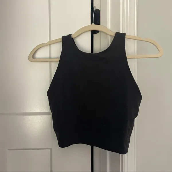 ATHLETA Conscious Crop Top‎ M Powervita A-C Cup Black Sport Bra Tank - Image 2