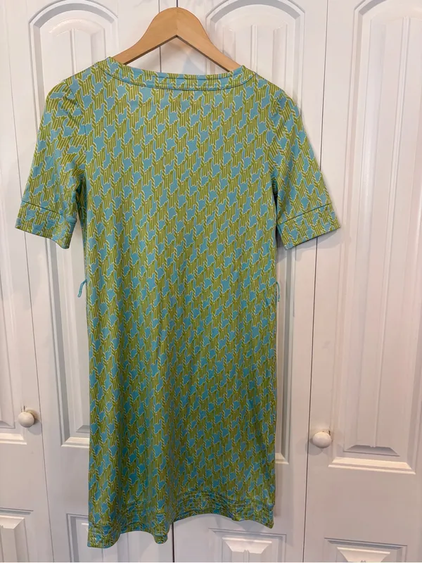 Lilly Pulitzer blue and green silk dress size 2 - Image 2